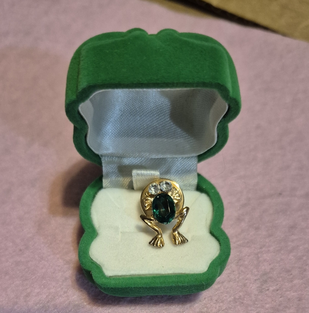 Frog Pin With Case Costume Jewelry